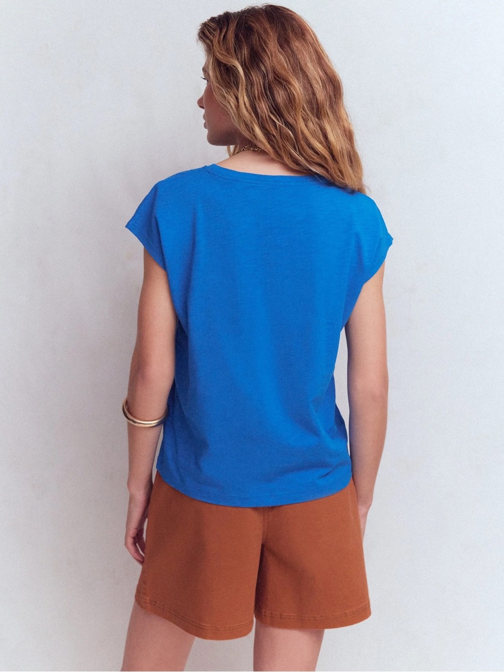 Boden Anya Broderie Embroidered Cotton Tee, Cerulean Blue, Size US 4, Like New - Picture 5 of 17